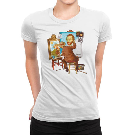 Van Gogh Triple Portrait - Pop Impressionism - Womens Premium T-Shirts RIPT Apparel Small / White