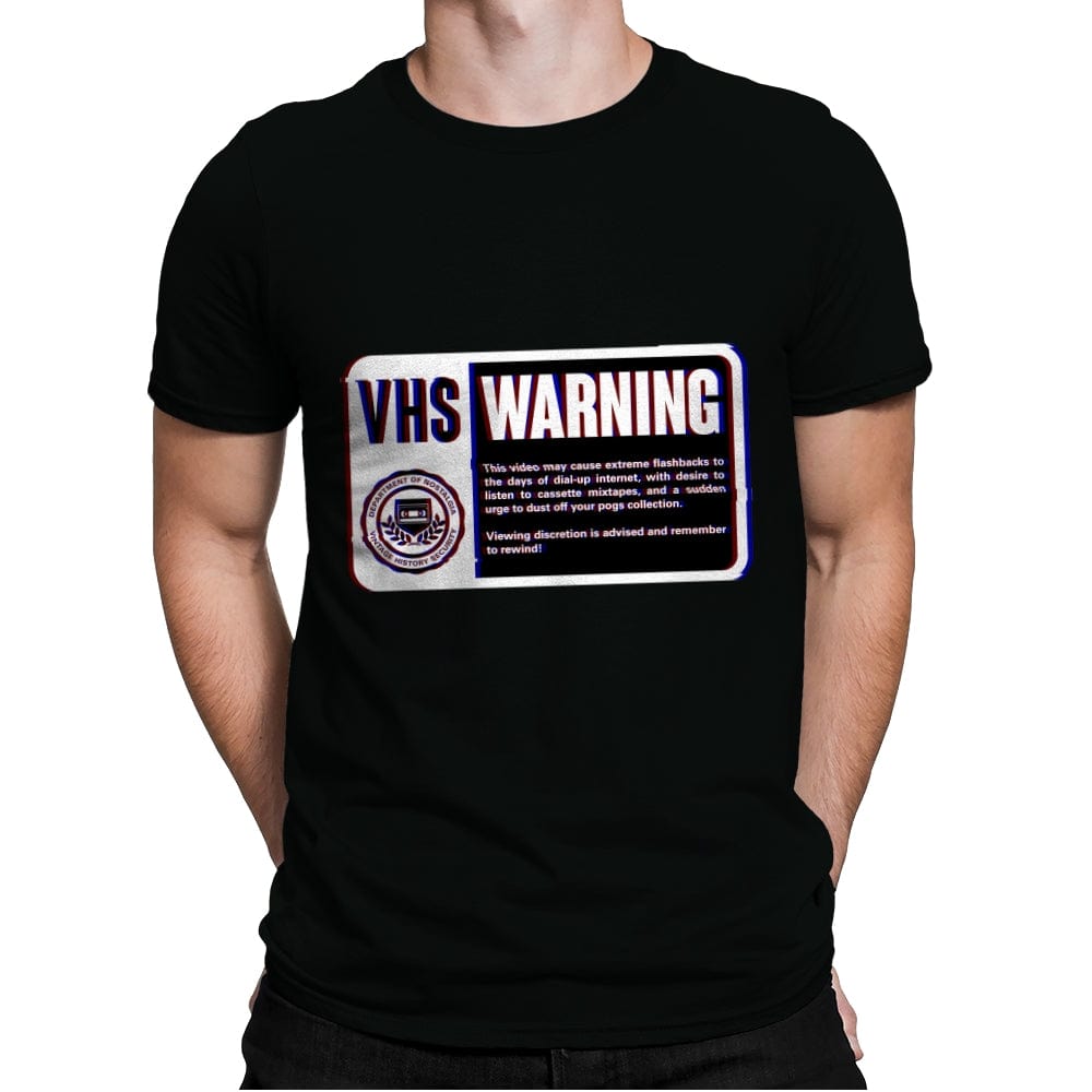 VHS Nostalgia Warning  - Mens Premium T-Shirts RIPT Apparel Small / Black
