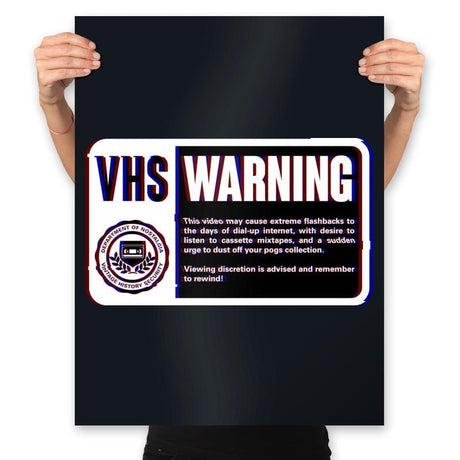 VHS Nostalgia Warning  - Prints Posters RIPT Apparel 18x24 / Black