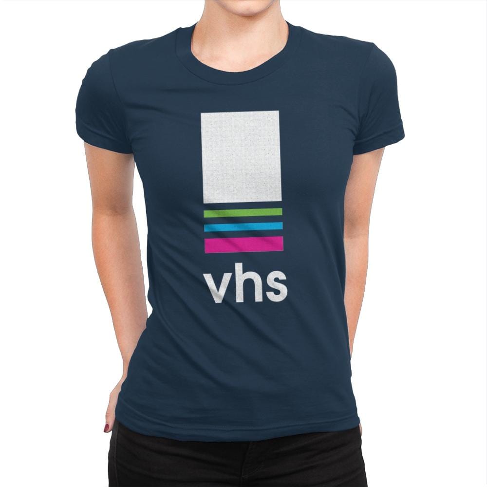 VHS Tape - Womens Premium T-Shirts RIPT Apparel Small / Midnight Navy