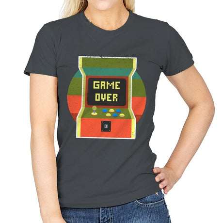 Video Game Over - Womens T-Shirts RIPT Apparel Small / Charcoal