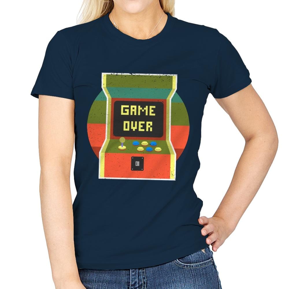 Video Game Over - Womens T-Shirts RIPT Apparel Small / Navy