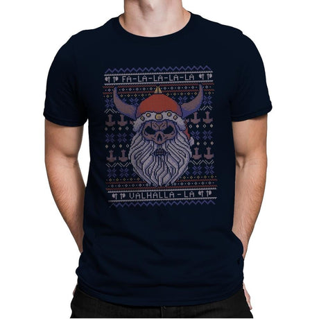 Viking Christmas - Ugly Holiday - Mens Premium T-Shirts RIPT Apparel Small / Midnight Navy