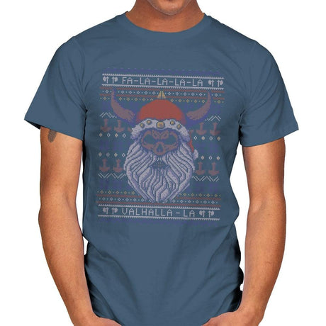 Viking Christmas - Ugly Holiday - Mens T-Shirts RIPT Apparel Small / Indigo Blue