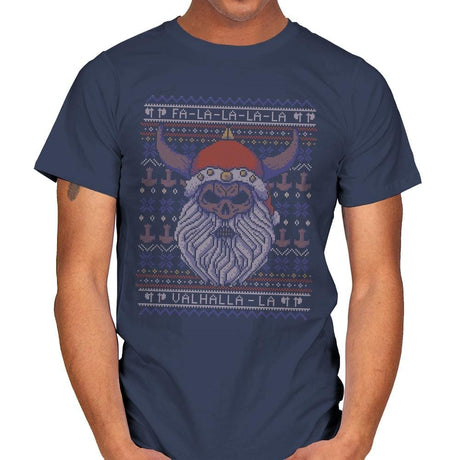 Viking Christmas - Ugly Holiday - Mens T-Shirts RIPT Apparel Small / Navy