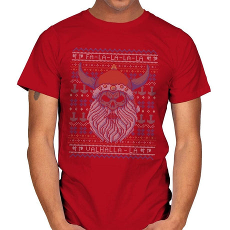 Viking Christmas - Ugly Holiday - Mens T-Shirts RIPT Apparel Small / Red