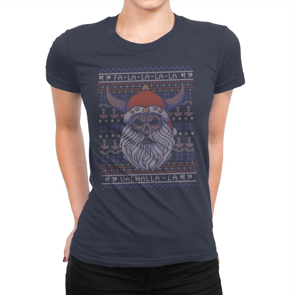 Viking Christmas - Ugly Holiday - Womens Premium T-Shirts RIPT Apparel Small / Indigo
