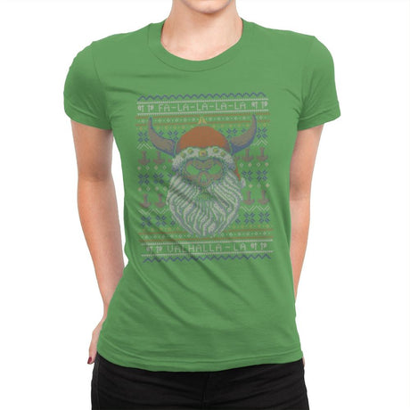 Viking Christmas - Ugly Holiday - Womens Premium T-Shirts RIPT Apparel Small / Kelly Green