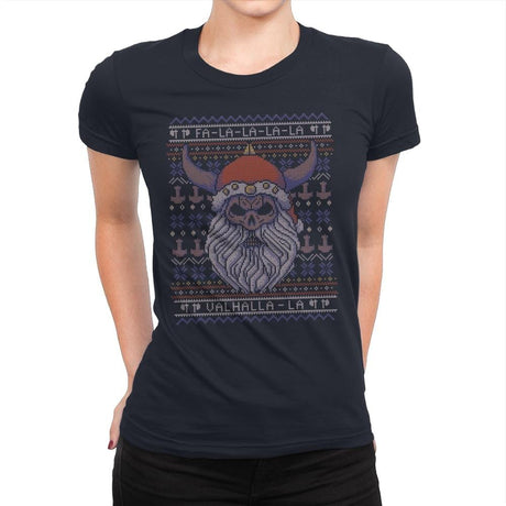 Viking Christmas - Ugly Holiday - Womens Premium T-Shirts RIPT Apparel Small / Midnight Navy