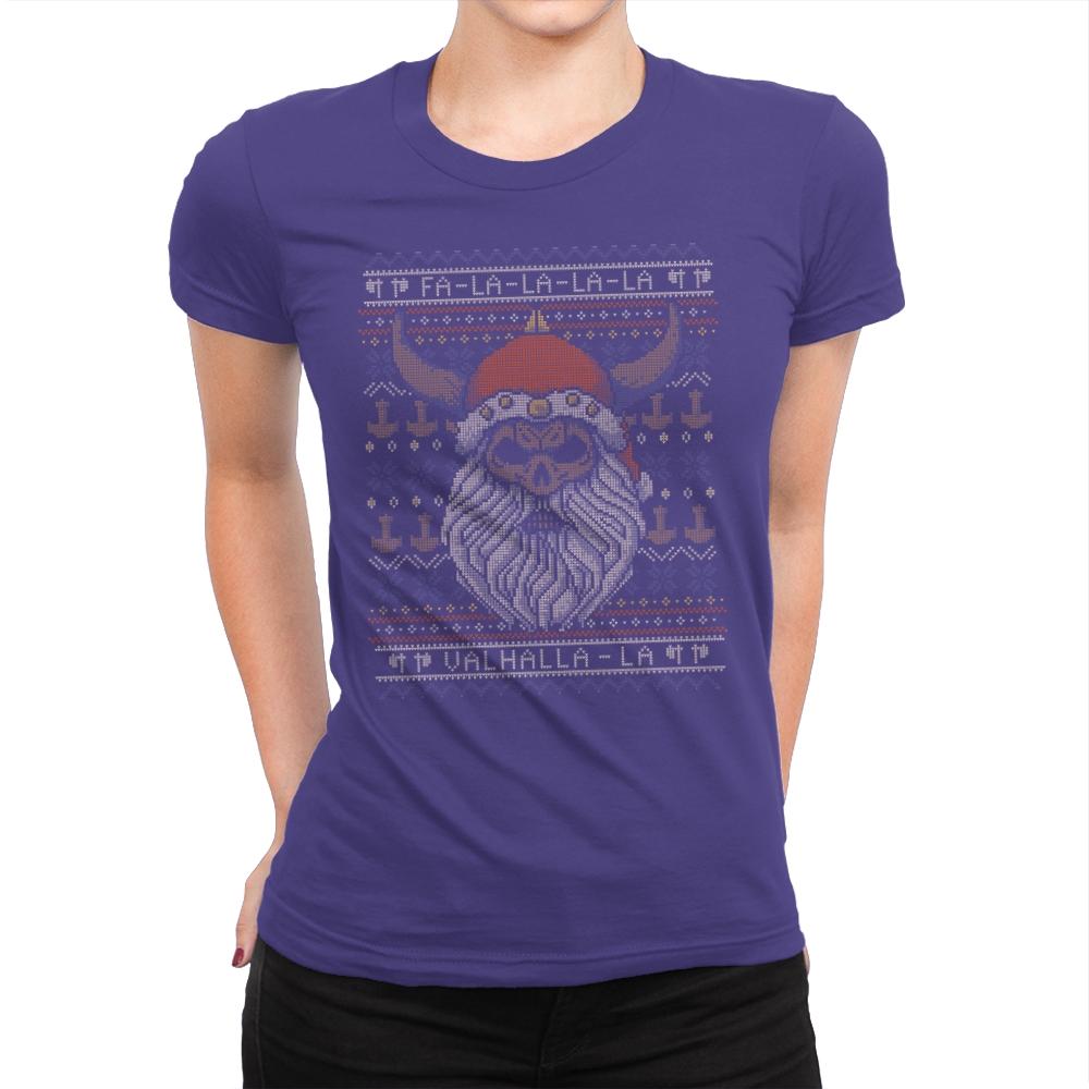 Viking Christmas - Ugly Holiday - Womens Premium T-Shirts RIPT Apparel Small / Purple Rush