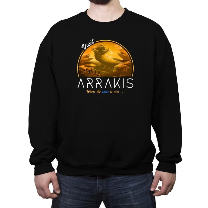 Visit Arrakis - Crew Neck Sweatshirt Crew Neck Sweatshirt RIPT Apparel Small / Black