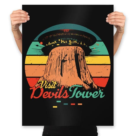 Visit Devils Tower - Prints Posters RIPT Apparel 18x24 / Black