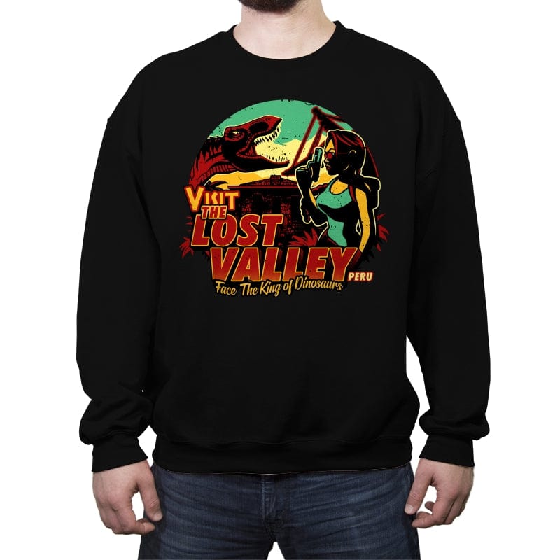 Visit Lost Valley - Crew Neck Sweatshirt Crew Neck Sweatshirt RIPT Apparel Small / Black