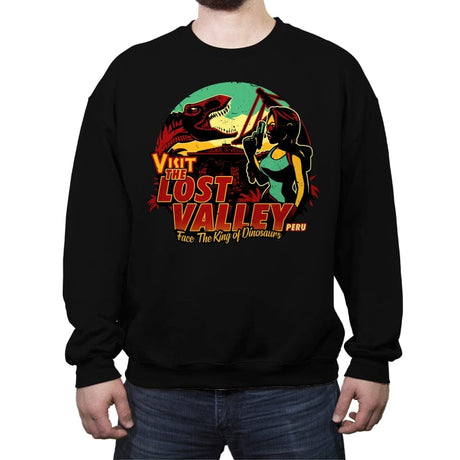 Visit Lost Valley - Crew Neck Sweatshirt Crew Neck Sweatshirt RIPT Apparel Small / Black