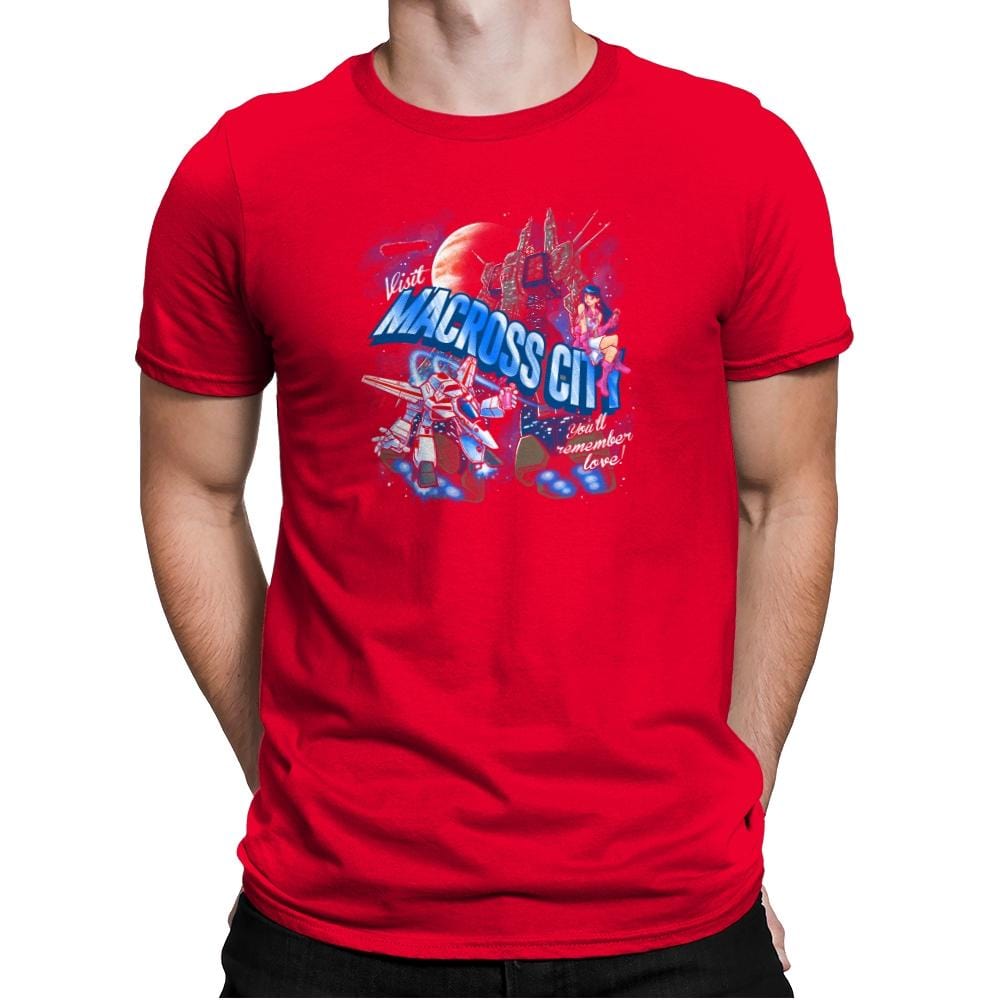 Visit Macross City Exclusive - Mens Premium T-Shirts RIPT Apparel Small / Red