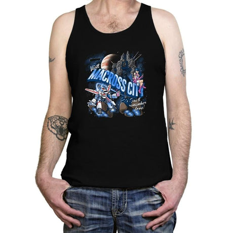 Visit Macross City Exclusive - Tanktop Tanktop RIPT Apparel X-Small / Black