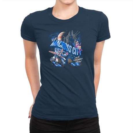 Visit Macross City Exclusive - Womens Premium T-Shirts RIPT Apparel Small / Midnight Navy