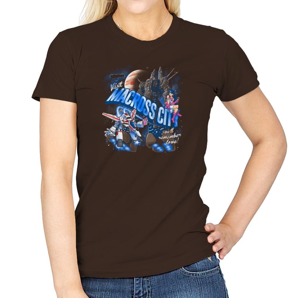 Visit Macross City Exclusive - Womens T-Shirts RIPT Apparel Small / Dark Chocolate