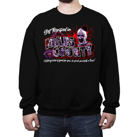 Visit Miles County: Nothing Here is Good for You! - Crew Neck Sweatshirt Crew Neck Sweatshirt RIPT Apparel Small / Black