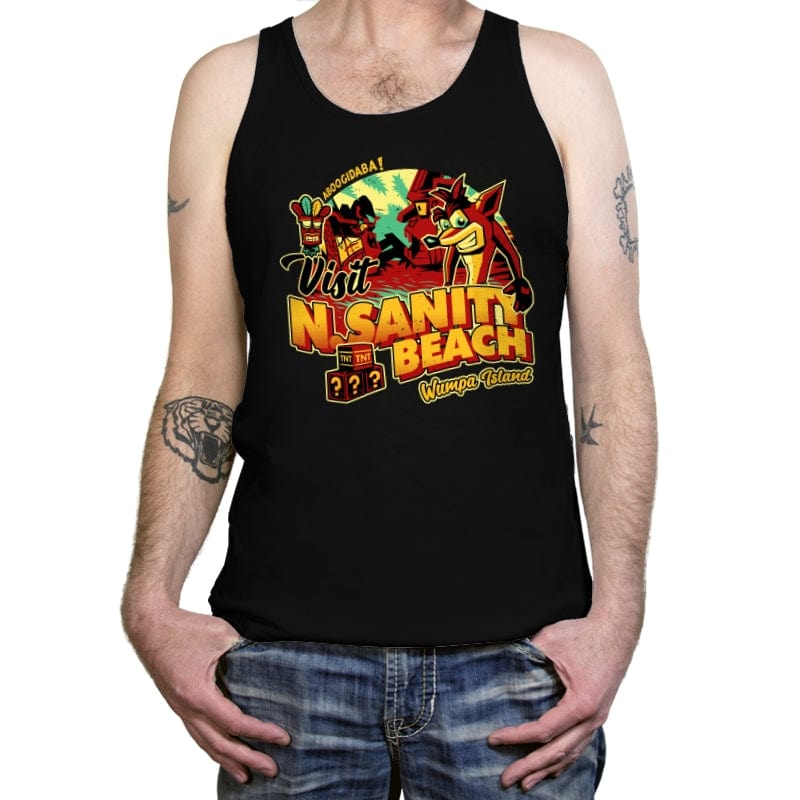 Visit N.Sane Beach - Tanktop Tanktop RIPT Apparel X-Small / Black