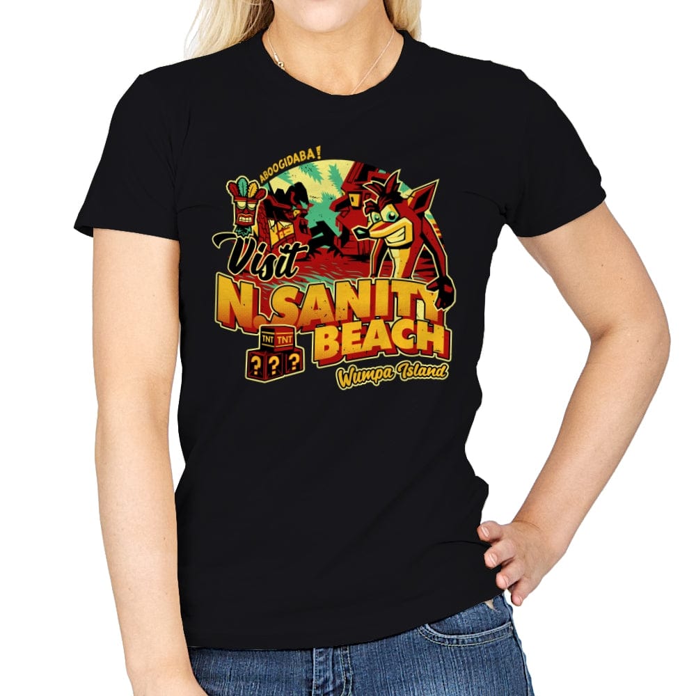 Visit N.Sane Beach - Womens T-Shirts RIPT Apparel Small / Black