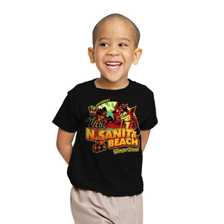 Visit N.Sane Beach - Youth T-Shirts RIPT Apparel X-small / Black