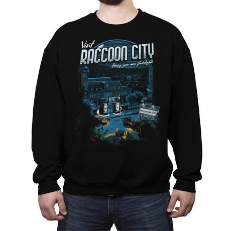 Visit Raccoon City - Crew Neck Sweatshirt Crew Neck Sweatshirt RIPT Apparel