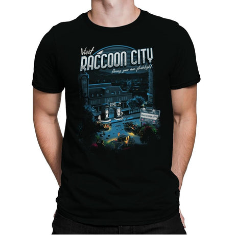 Visit Raccoon City - Mens Premium T-Shirts RIPT Apparel Small / Black