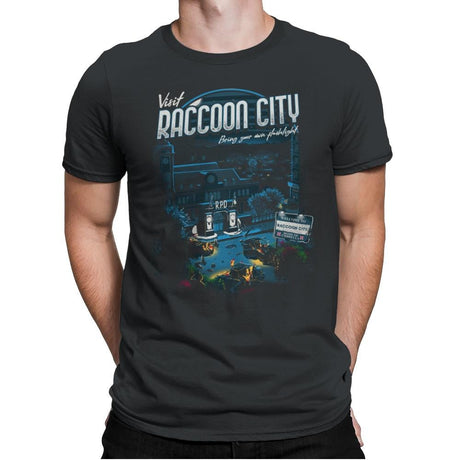 Visit Raccoon City - Mens Premium T-Shirts RIPT Apparel Small / Heavy Metal