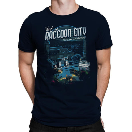 Visit Raccoon City - Mens Premium T-Shirts RIPT Apparel Small / Midnight Navy