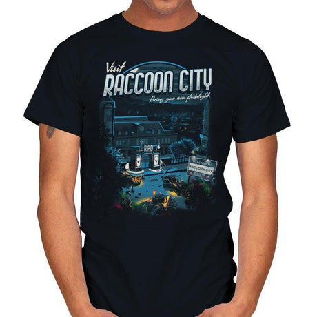 Visit Raccoon City - Mens T-Shirts RIPT Apparel Small / Black