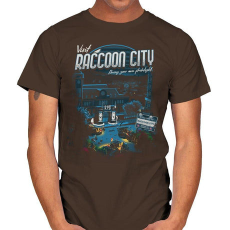 Visit Raccoon City - Mens T-Shirts RIPT Apparel Small / Dark Chocolate