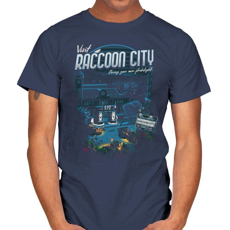 Visit Raccoon City - Mens T-Shirts RIPT Apparel Small / Navy
