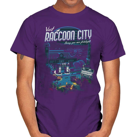 Visit Raccoon City - Mens T-Shirts RIPT Apparel Small / Purple