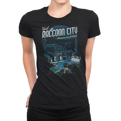 Visit Raccoon City - Womens Premium T-Shirts RIPT Apparel Small / Black
