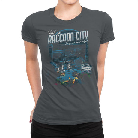 Visit Raccoon City - Womens Premium T-Shirts RIPT Apparel Small / Heavy Metal