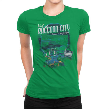 Visit Raccoon City - Womens Premium T-Shirts RIPT Apparel Small / Kelly Green