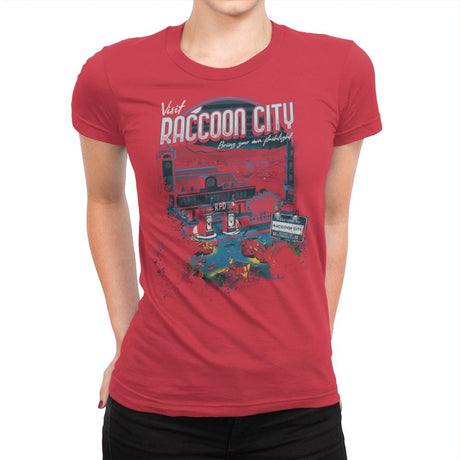 Visit Raccoon City - Womens Premium T-Shirts RIPT Apparel Small / Red