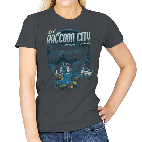 Visit Raccoon City - Womens T-Shirts RIPT Apparel Small / Charcoal