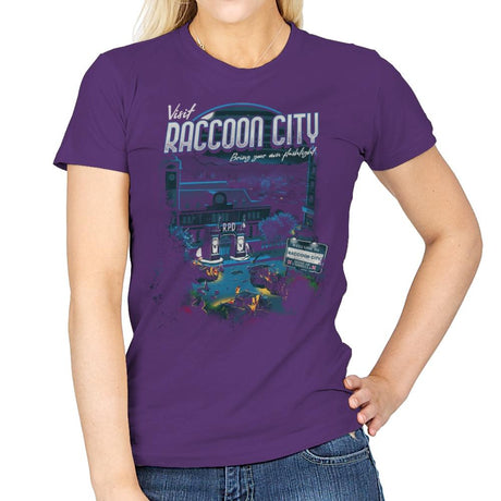 Visit Raccoon City - Womens T-Shirts RIPT Apparel Small / Purple