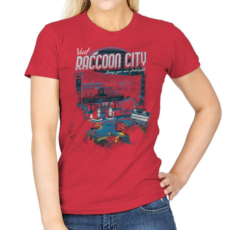 Visit Raccoon City - Womens T-Shirts RIPT Apparel Small / Red