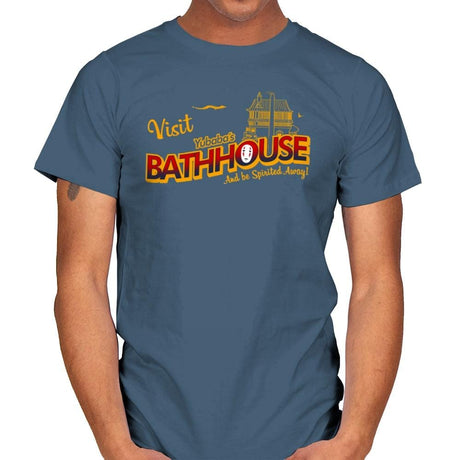 Visit the Bathhouse - Mens T-Shirts RIPT Apparel Small / Indigo Blue