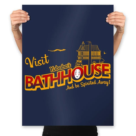 Visit the Bathhouse - Prints Posters RIPT Apparel 18x24 / Navy
