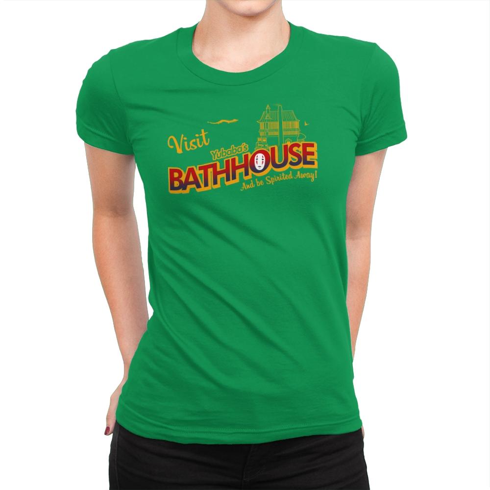 Visit the Bathhouse - Womens Premium T-Shirts RIPT Apparel Small / Kelly Green