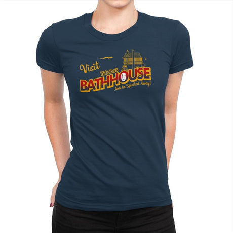 Visit the Bathhouse - Womens Premium T-Shirts RIPT Apparel Small / Midnight Navy