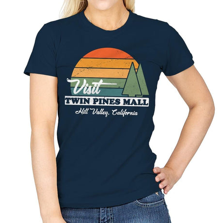 Visit Twin Pines - Womens T-Shirts RIPT Apparel Small / Navy