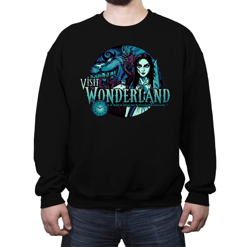 Visit Wonderland - Crew Neck Sweatshirt Crew Neck Sweatshirt RIPT Apparel Small / Black