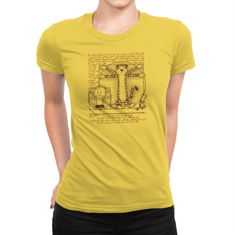 Vitruvian Buddies Exclusive - Womens Premium T-Shirts RIPT Apparel Small / Vibrant Yellow