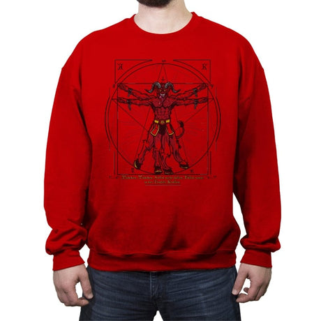 Vitruvian Krampus - Crew Neck Sweatshirt Crew Neck Sweatshirt RIPT Apparel Small / Red