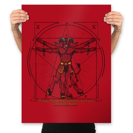Vitruvian Krampus - Prints Posters RIPT Apparel 18x24 / Red